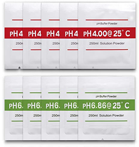 Measury pH Kalibrierlösung 10 Stück 4.00 6.86 Pufferlösung Kalibrierpulver | Buffer Powder - Eichlösung, Kalibrierflüssigkeit herstellen mit destilliertem Wasser, 5x Lösung 4.00 und 5x 6.86