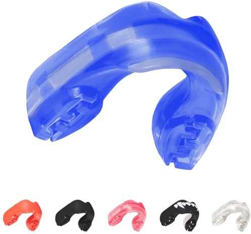 SafeJawz Mouthguard for Braces, One Size Re-mouldable Gum Shield with Case for Boxing, MMA, Rugby, Martial Arts, Judo, Karate, Hockey and All Contact Sports (Ice Blue)