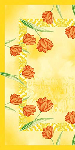 Mank GmbH Tischdecken aus Airlaid, stoffähnliche Mitteldecken 80 x 80 cm, Einmal Tischdecke für Gastronomie, 20 Stück gelbe Mitteldecke Floral Sally Tulpen