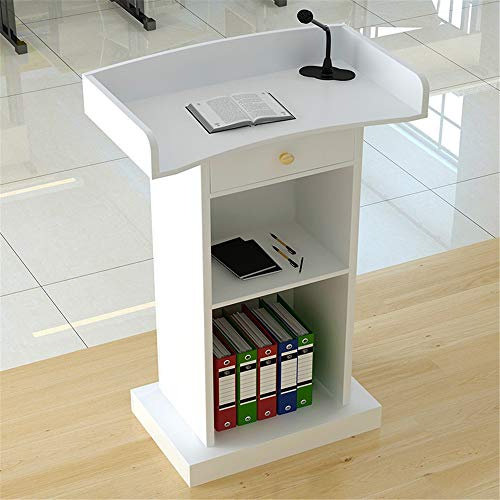 Feixunfan Lectern Podium Host Ceremonial Lectern Desk Reception Customer Desk For Company Campus for Restaurant Wedding (Color : White, Size : With drawer)