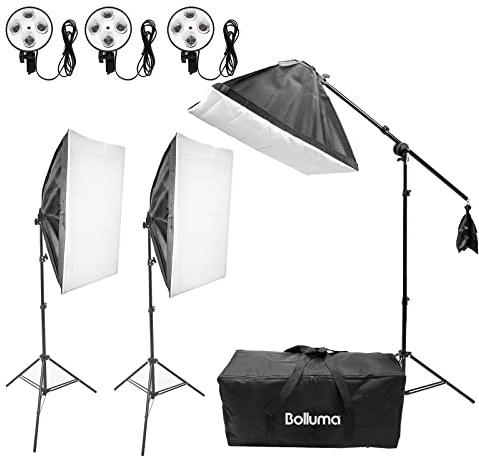Studio Softbox 20x 28 Video Continuous Lighting Boom Stand Kit mit 210cm Light Stand 4-in-1 E27 Sockel Adapter Halter, für DSLR Kamera Kinder Fotografie YouTube Video Werbung, 3 Sets