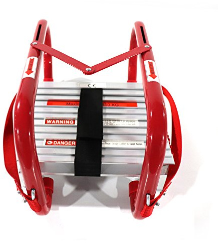 Fire Escape Ladder, 3 Story Emergency Portable Safety Ladder for Adults & Kids with Anti-Slip Rungs and Wide Steps V Center Suitable for Windows and Balcony|25-Foot