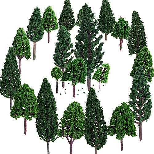 ANCLLO 28 árboles modelo 3-10 cm arquitectura mixta Arquitectura Arenera Modelo de Arboles para DIY Paisaje Paisaje, Verde Natural