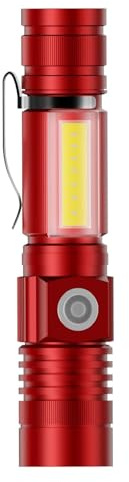 Karrong Lampe de poche LED rechargeable avec aimant COB - Lumière latérale zoomable - Extrêmement lumineuse - 3000 lumens - USB - Fonctionne avec piles - Étanche - 4 modes pour l'extérieur, la