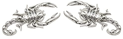 3D Asudaro Skorpion Metall Aufkleber - Vinyllegierung Klebstoff Abzeichen Dekoration Trim Zubehör, Silber