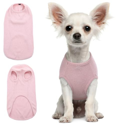 Hundeshirt für Kleine Hunde | Sommer Hund T-Shirt Atmungsaktiv & Leicht | Weich & Bequem, Rundhals Design | Hunde Bekleidung | Chihuahua, Yorkshire Terrier (Rosa XS)