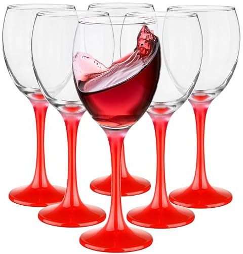 Glasmark Krosno Copas De Vino Juego De 6 Copas De Vino Blanco 300Ml Copas De Vino Tinto Cristalería Copas De Vino Set Pata Roja