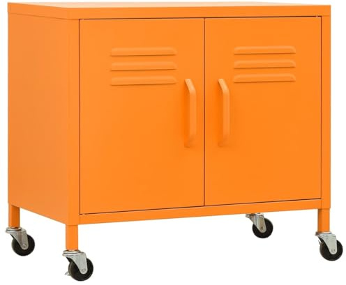 vidaXL Armario de Almacenamiento Aparador Librería Alacena Cajonera Estantería Organizador Muebles Hogar Estable Acero Naranja 60x35x56 cm