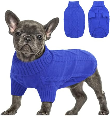 Queenmore Hundepulli Für Kleine Hunde Wärme Hundepullover Dackel, XS | Pullover Hund Strickmantel mit Zopfmuster Hundepullover Französische Bulldogge Bulldog Chihuahua Katzen Corgi, Lila, XS