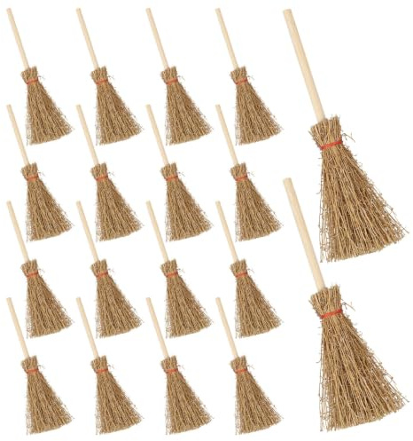 SEWACC Mini Balais de Paille avec Cordes Rouges 24Pc