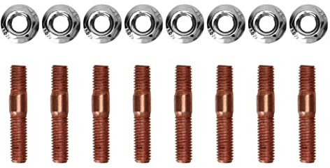 Einlasskrümmer-Stehbolzen-Kit, 8 Stück M8 1,25 Turbo-Stehbolzen-Kit mit Gewinde, 8 Mm Metalllegierung, Hochdruckfest, Auspuffkrümmer-Stehbolzen-Muttern-Hardware