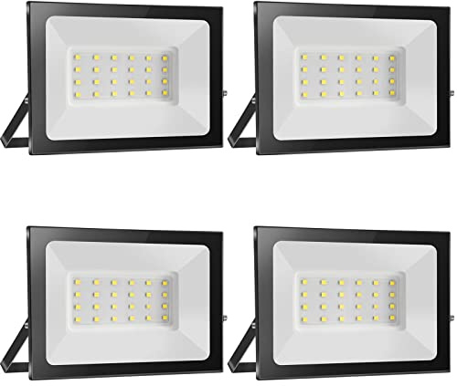 loyal 4er 20W LED Strahler Außen 2000LM, 3000K Warmweiß LED Fluter Flutlicht, IP65 wasserdicht Industriestrahler, Superhell LED Scheiwerfer, LED Außenstrahler für Garten Garage Sportplatz
