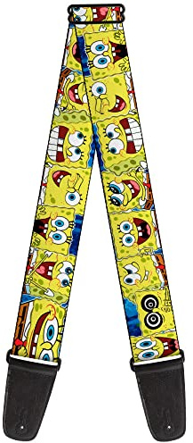 Buckle-Down SpongeBob SquarePants Gitarrengurt | SpongeBob Expressions Stripe Blue Acoustic E-Bass