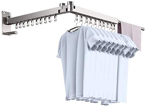MAZAGE Wäscheständer, Edelstahl-Wäscheständer, Teleclip-Wandtrockner, Faltbarer Handtuchhalter, Wäscheleine für den Innen- und Außenbereich, Balkon Needed