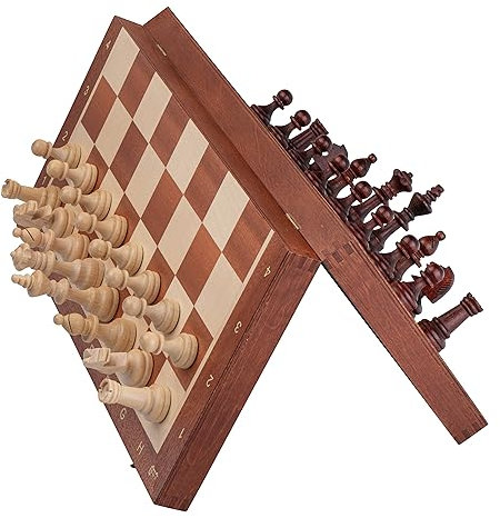 Professionelles Tournament Magnetschach Set NO. 4 | Master Of Chess | Intarsien Schachbrett 38 x38 cm | Reiseschach magnetisch Staunton-Steine und Holz Schach Brett Kinder und Erwachsene