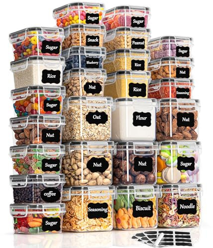 GoMaihe Vorratsdosen mit Deckel Luftdicht Aufbewahrungsbox: 27er Aufbewahrungsbox Küche Set für Mehl Müsli zucker