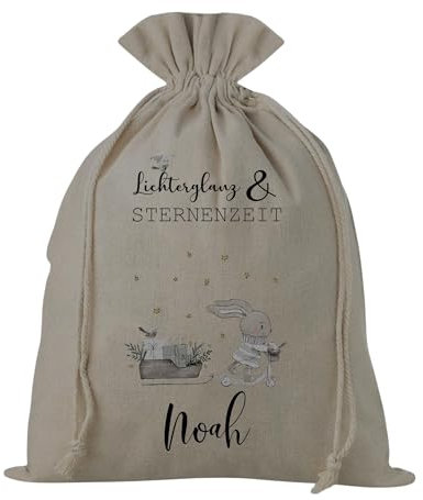 Kilala Nikolaussack zum befüllen Weihnachtssack mit Name personalisiert Kinder für Weihnachtsdeko 26x35cm (Nikolaussack Lichterglanz)