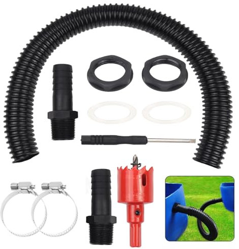 Kit Di Collegamento Serbatoio Acqua Piovana, 50cm Tubi Di Raccordo In Plastica, 2 Raccordi Per Tubi, Set Di Collegamento Per Bidoni Dell'acqua Piovana Per Acqua Piovana Tonnellate Di Cisterne