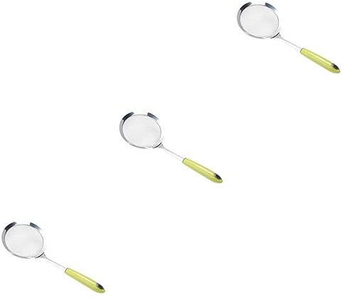 PRETYZOOM 3piezas Colador De Cocina De Acero Inoxidable Con Mango y Diseño De Malla Fina Para Escurrir Sopas y Aceites Utensilio De Cocina Seguro y Fácil De Limpiar
