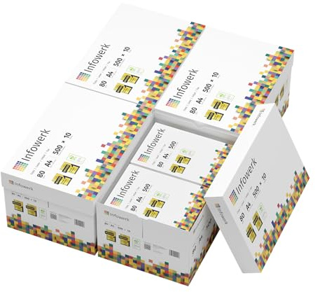 Infowerk Druckerpapier Kopierpapier 500-150000 Blatt A4 80g Premium Weiß PEFC zertifiziert (20.000 Blatt)