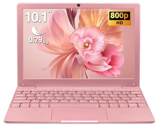 UDKED Small Mini Laptop Computer, 10.1 inch (0.79 kg), Ultra Thin and Lightweight Laptops, Celeron N4020, 8GB DDR4 128GB SSD,Type-C,TF Card,Perfect for Kids and Adults Netbook - Pink