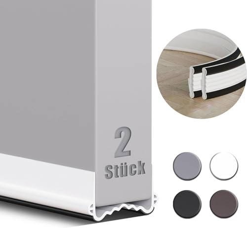 XAOCED 2 Stück Türdichtung Zugluftstopper für Türen 100cm, Schallschutz Türdichtung Unten Selbstklebend, Besser Geeignet für Türen Im Haus (Leicht zu installieren/Wiederverwendbar) (Weiß)