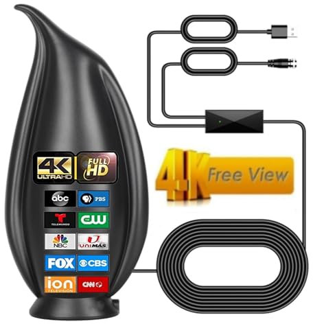Antenna TV digitale da interni aggiornata 2025 per Smart TV, raggio di oltre 1600 miglia, amplificatore di segnale HD per canali locali TV, supporta 4K, 8K, 1080p, tutte le TV più vecchie, cavo