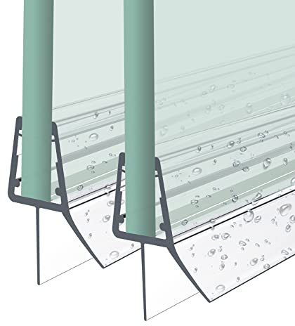 Heilmetz Joint porte douche 60cm longueurs,imperméable et résistant à la moisissure, Joint de douche en PVC pour les portes de douche en verre de 7-8mm,découpable, joint douche (2 pièces)