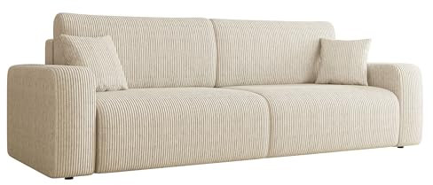 Mirjan24 Schlafsofa mit 2 Bettkästen Pixalo Cord, Couch mit Schlaffunktion 3 Sitzer Sofa, Bettsofa Polstersofa Couchgarnitur (Poso 100)