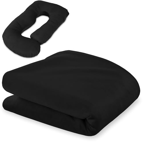 Totsy Baby Bezug für Schwangerschaftskissen XXL 180 cm – Body Pillow umschließt den ganzen Körper Pregnancy Pillow für Schwangere mit Velours-Bezug waschbar – Oeko-TEX Zertifiziert Schwarz