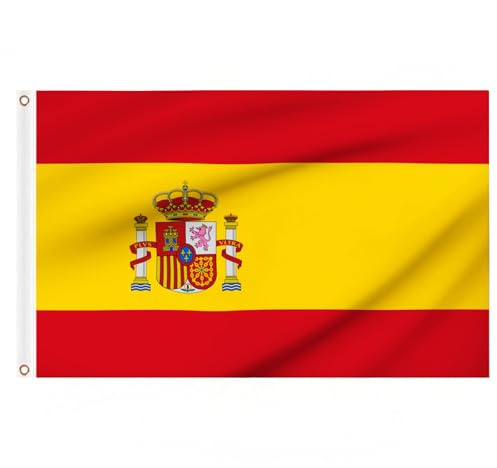 Spanische Flaggen, 152 x 91 cm, große Spanien-Flaggen mit Messingösen, für Fußball, Sportspiele, Veranstaltungen, Partys, Outdoor-Dekorationen, 2 Stück