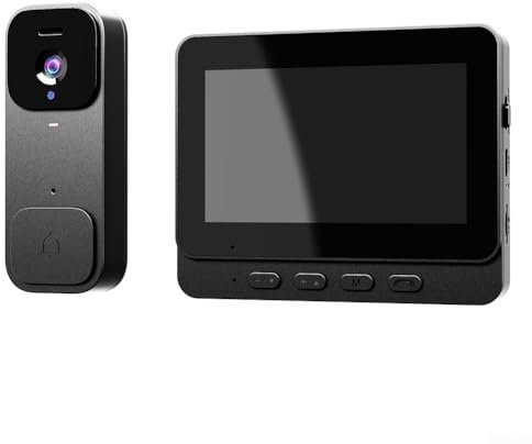 ZAMETTER Campanello Video Intelligente, Citofono Wireless Video Sorveglianza Con Display HD, Campanello Video Wireless Citofono Intelligente (Nero)
