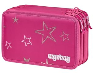 ergobag Maxi Mäppchen SternzauBär - Pink | 40-teiliges Set mit Lyra Bunt- und Filzstiften, Lineal, Schere und Kleingeldfach für einen gut ausgestatteten Schulalltag