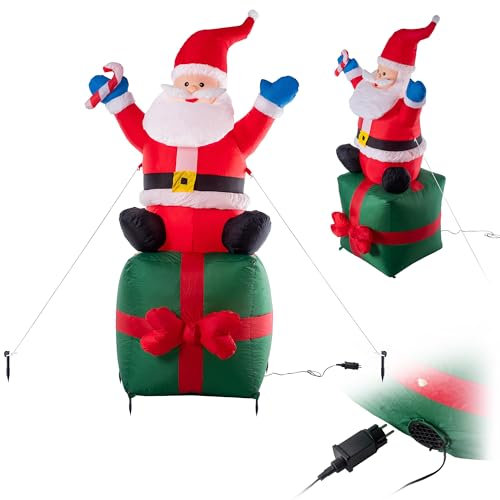 KADAX Aufblasbarer Weihnachtsmann 180 cm, Große Weihnachtsdekoration für den Außenbereich, Weihnachtsfigur, Weihnachtsdeko für Hof, Garten und Eingang