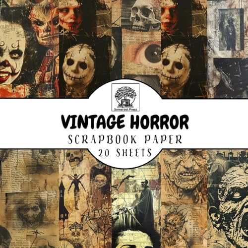 Vintage Horror Scrapbook Paper: 20 Double-Sided Sheets for Scrapbooking, Junk Journals, Card Making, Decoupage, Origami, Paper Crafts, DIY Projects and Mixed Media