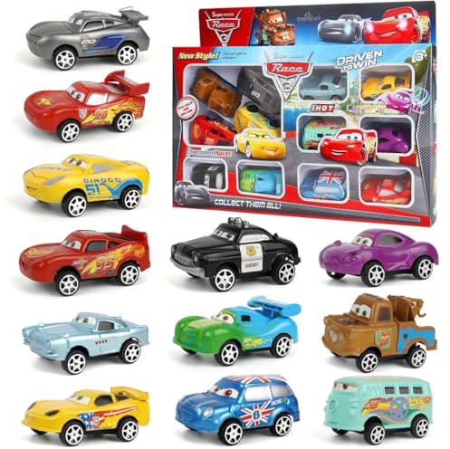 Zaloife Toy Car Set, 12 Pcs Cars Spielzeug, Auto-Kuchendekoration， Kinderidee Spielfahrzeuge, Mini Auto Tortendekoration, Small Vehicles for Children