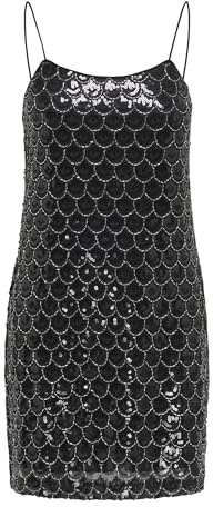 ONLY Strap Dress WVN Onlbrielle Robe à Sequins à Bretelles, Noir, XL Femmes