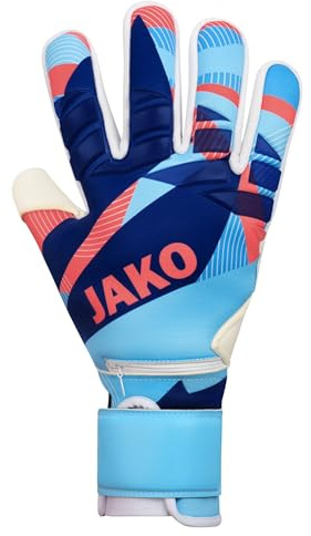 JAKO Unisex målvaktshandskar River WRC Protection, Skyblå/Coral/Marinblå, 9