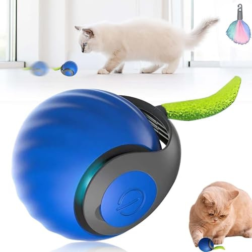 PZCC Jouet Chat, 2025 Jouet Chat Interactif, Jouet Intelligent pour Chat, Balle Roulante Automatique pour Chats Et Chiens, Jouets Adaptés Aux Chats et Aux Chiens (Bleu)