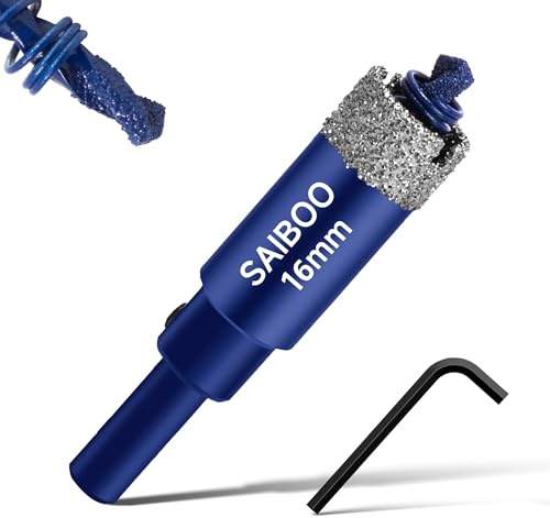 16mm Sierra Perforadora de Diamante con Broca Piloto, Cristal Broca Sierra Perforación de Punta de Diamante para Vidrio Cerámica Mármol Porcelana Azulejos Piedra Caliza