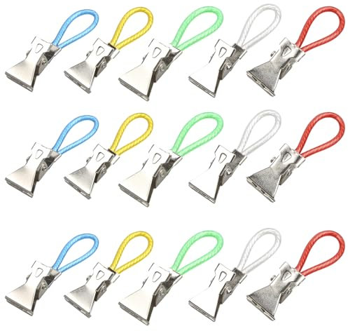 15PCS Towel Pegs - Metal Cloth Clips - Multi-Color Hanging Hooks - Tea Towel Holders for Kitchen, Bathroom, Home Use