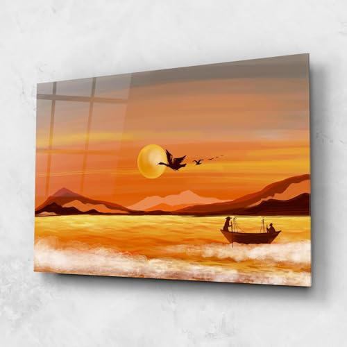 ARTHUB® Quadro in vetro 60x80 cm, 5mm temperato | Quadri moderni in vetro per soggiorno e camera da letto, decorazione da parete, arredamento d'interni, Paesaggi, 20988