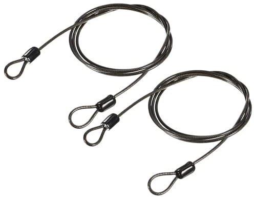TA-VIGOR 2 st säkerhetsstålkabel, 2,5 mm x 1 m/3,28 fot belagt säkerhetsvajer med dubbel ögla, flexibelt säkerhetskabellås för cykel, bagage, resor och utomhusbruk, svart