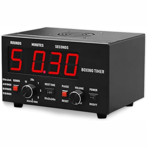 Temporizador de boxeo, temporizador de intervalo de gimnasio profesional con alarma de zumbador ajustable para Muay Thai, MMA, kickboxing, entrenamiento de 30 a 10 minutos y tiempo de descanso de 0/30