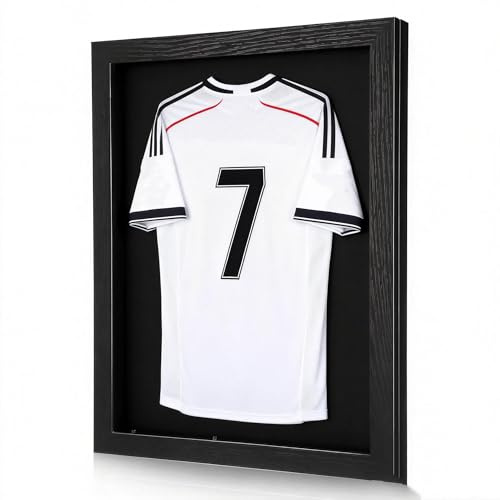 UKCOCO DIY Sports Shirt Display Frame: Solid Wood Jersey Display Frame Lockable - Shadow Box Wall Mounted Man Cave Decor for Football Fans, 45.7 x 35.5 cm