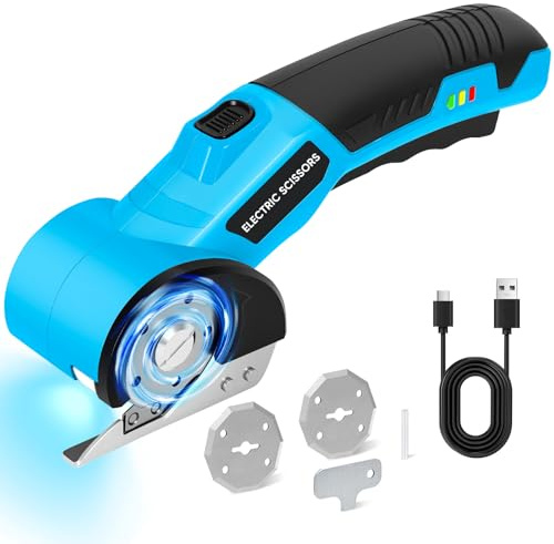 Upgraded Cordless Electric Scissors, Cardboard Cutter Electric 4.2V 360RPM 2000mAh, Rechargeable Electric Scissors for Cardboard,For Thin Cardboard Box Carpet Leather,Paper,Fabric,Carpet,Plastic
