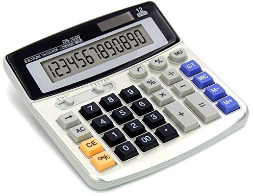 OFFIDIX Office Desktop Rechner Solar und Akku Dual Power Elektronischer Taschenrechner Portable 12 Digit Große LCD Display Taschenrechner 1PC