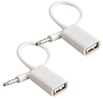 Oxsubor - Cable de conversión de audio auxiliar (USB hembra a macho DC 3,5 mm), color blanco