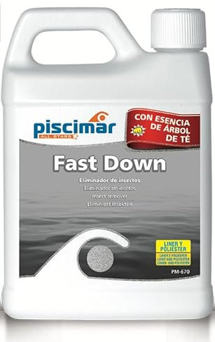 Piscimar PM-670 Fast Down: Evita la Presencia de Insectos flotando en el Agua al Reducir la tensión Superficial del Agua. Botella 0.5 kg.