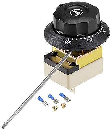 sourcing map 1NO 1NC 250V 16A 50-300C Temperatur Kontrollschalter 3mm Sonde | Kapillarthermostat, Für Backofen Kühlschrank Heizung, Mit 2 Schrauben &3 Crimpklemmen